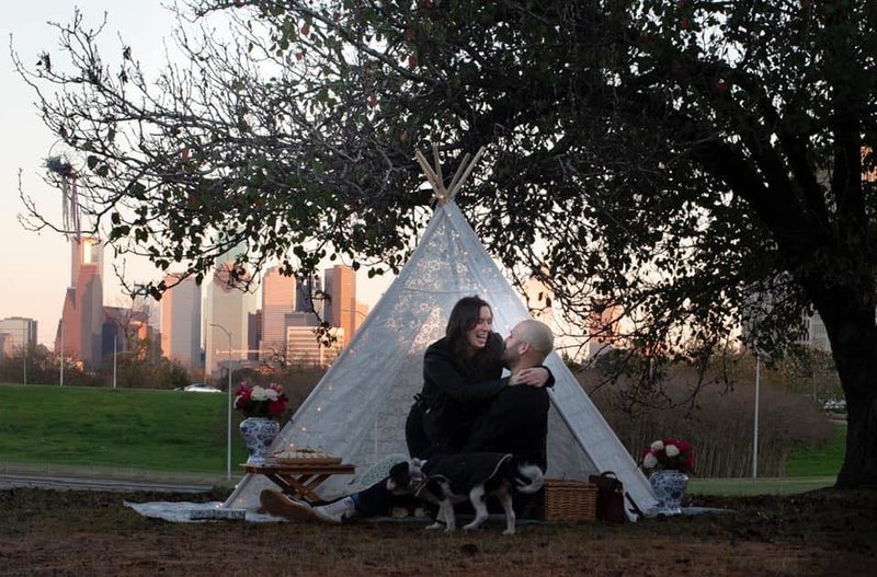 Mollie & Andrew proposal at the McGovern Centennial Gardens