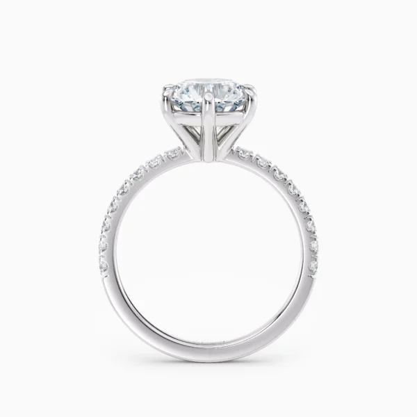 Round Diamond Set In White Gold Engagement Ring Side View