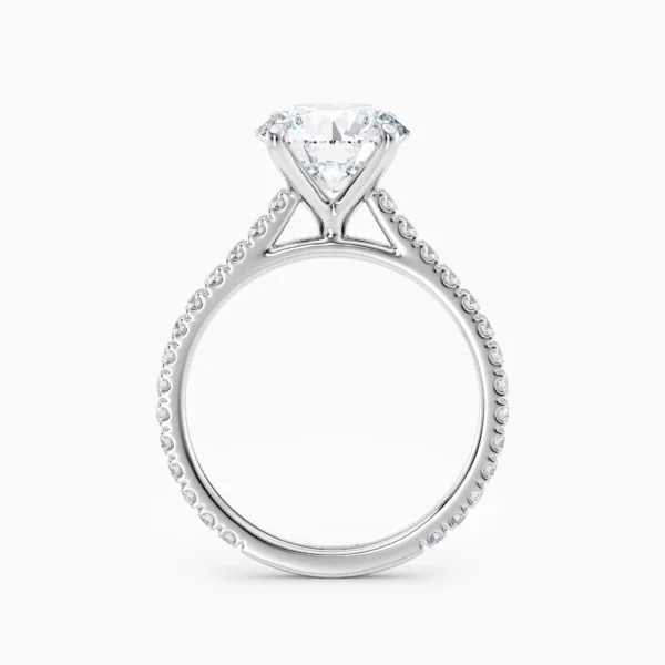 Round Diamond Set In White Gold Engagement Ring Side View